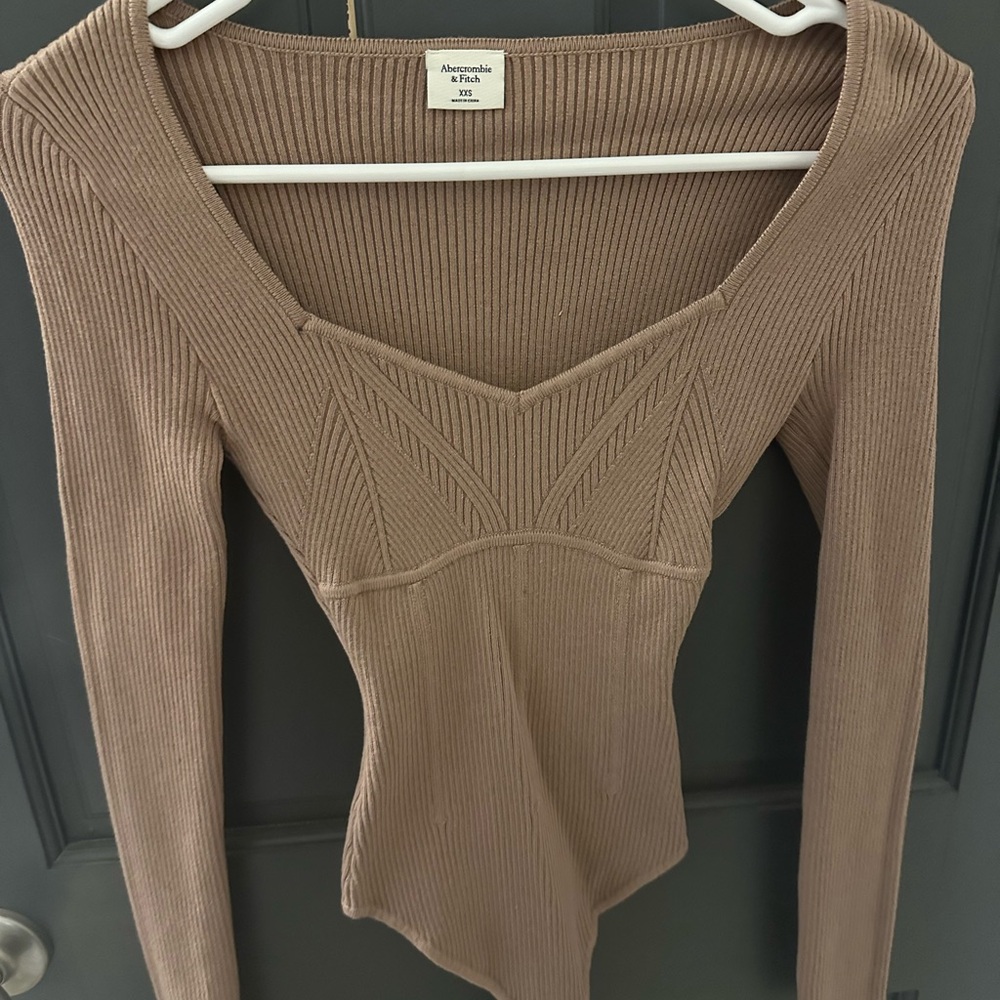 Abercrombie & Fitch Ribbed Tan bodysuit